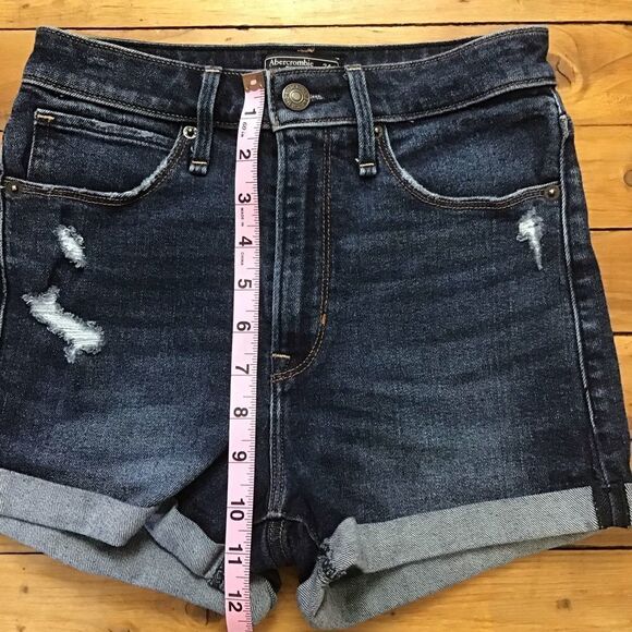 Abercrombie &Fitch distressed jeans shorts Simone high rise 24 high waist waiste - Picture 5 of 9